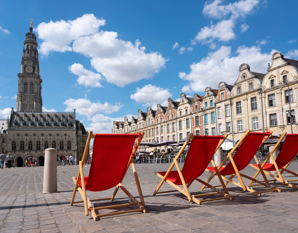 Arras,,France,,4,August,2020:,Red,Sun,Chairs,On,Grand