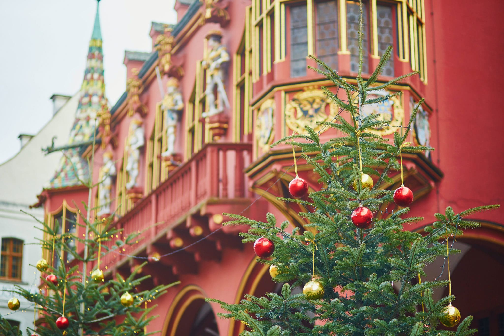 Street,Christmas,Decorations,In,Freiburg,Im,Breisgau,,Germany