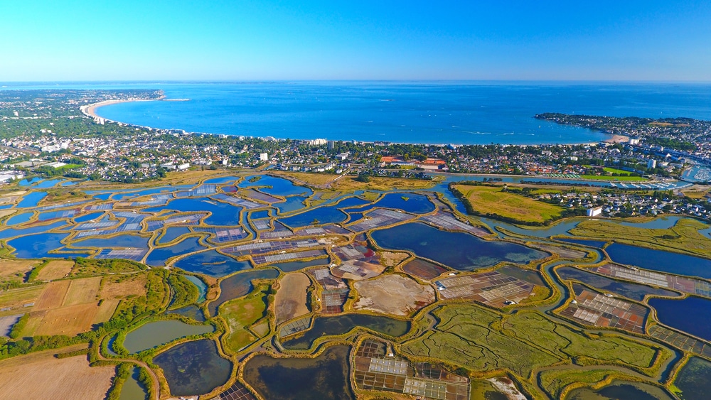 Aerial,View,Of,La,Baule,Escoublac,City,From,Guerande,Salt